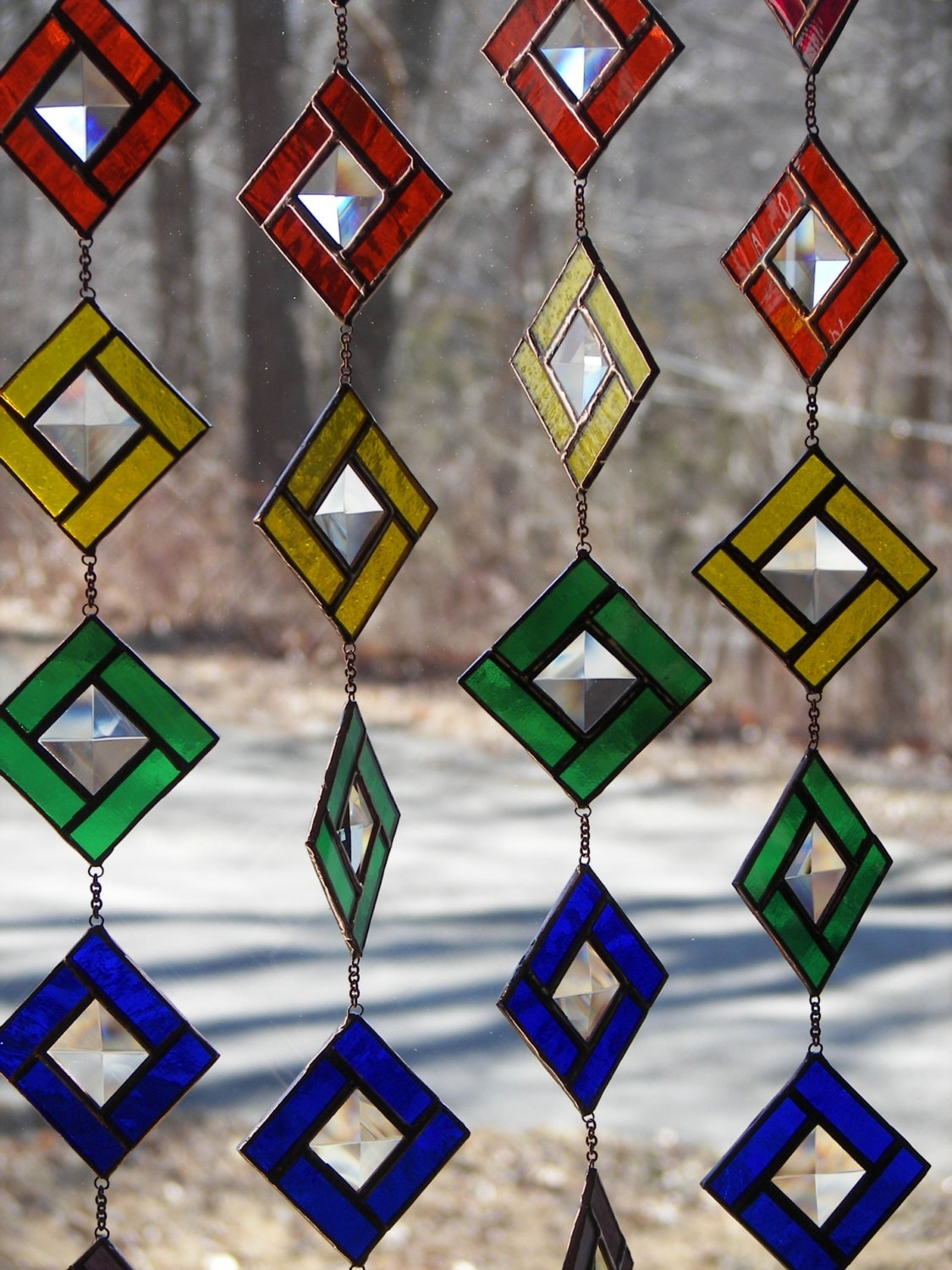 Stained Glass Rainbow Chain Stained Glass Suncatcher Rainbow