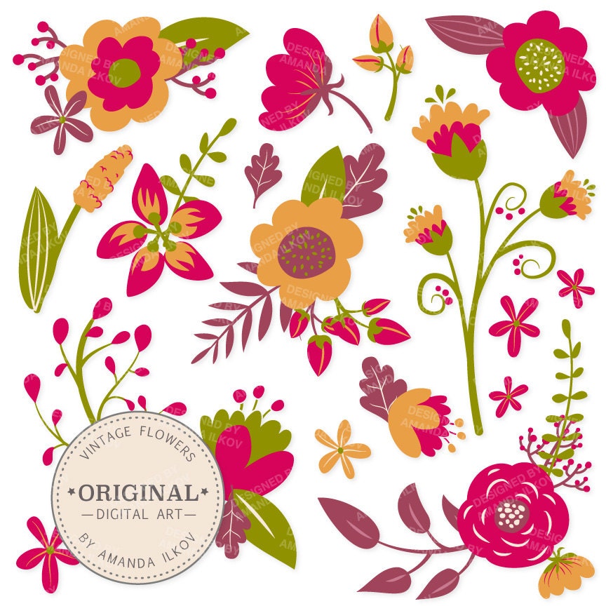 Download Premium Bohemian Floral Clipart & Flower Vectors Summer