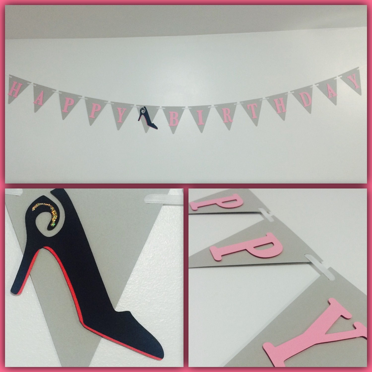 high heel banner birthday by SassyPartyDecor birthday louboutin banner Fashionista happy