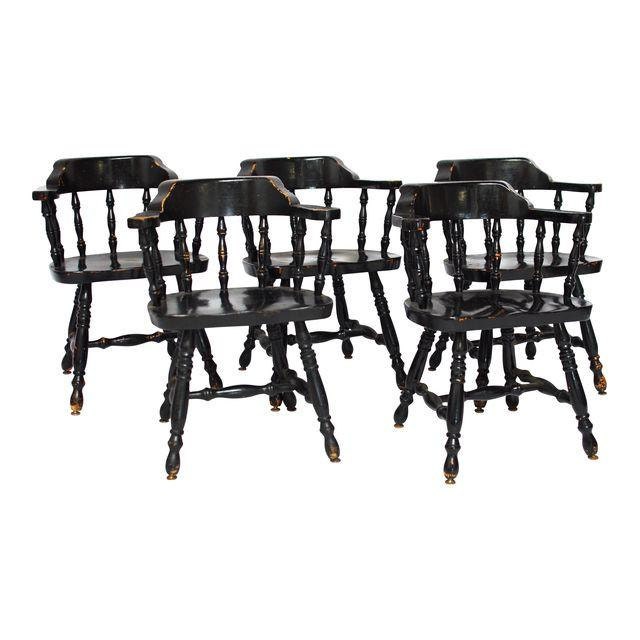 Vintage Black English Pub Chairs