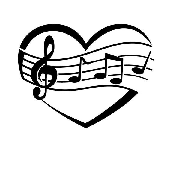 Heart with Musical Notes Flowing Through