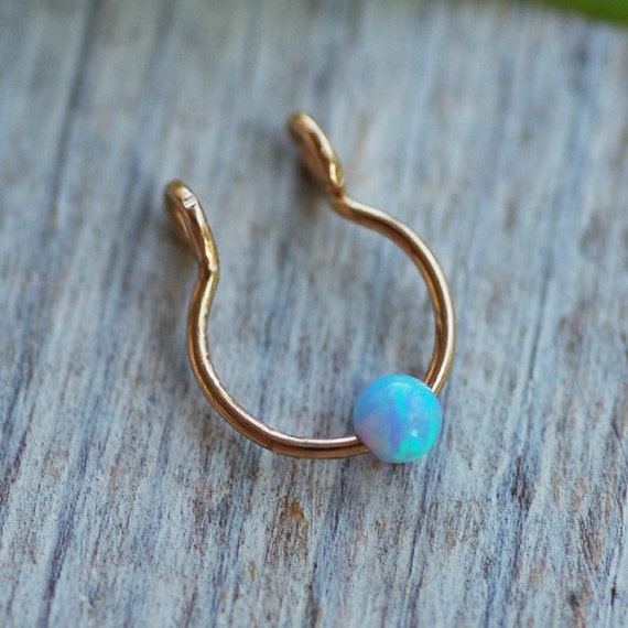 Opal Septum Nose Ring Opal Septum Ring Opal Septum Jewelry