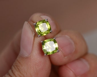 Mystic Fire Green Topaz Sterling Silver Stud Earrings 4.10ctw