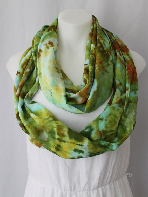 Tie Dye Rayon Infinity scarf Ice Dyed by ASPOONFULOFCOLORS on Etsy