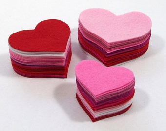 Felt Hearts, 12 pieces - Die Cut Shapes - Wool Blend Felt - DIY Valentine Crafts