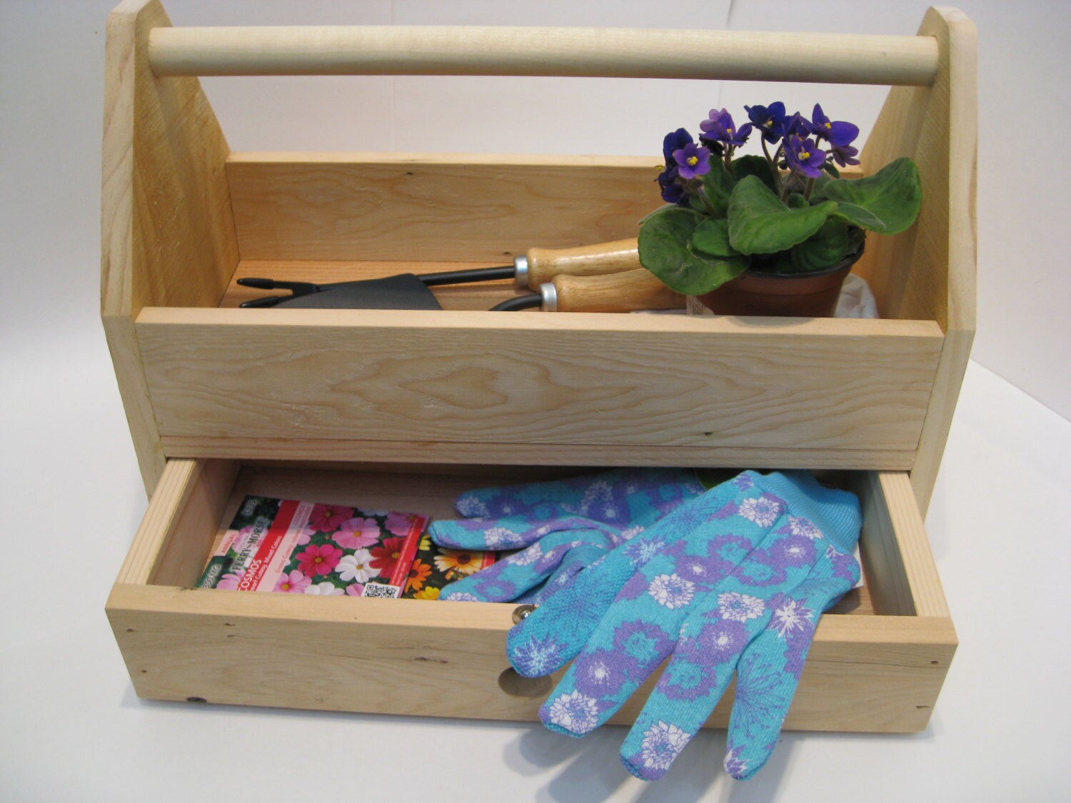 rustic wood garden tool caddy / garden tote / handmade by