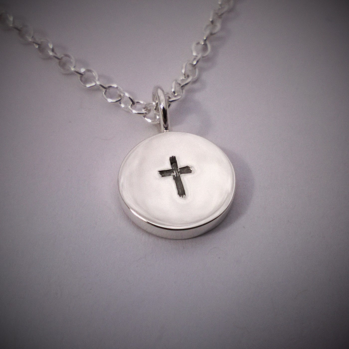 Circle Cross Necklace Pendant In Sterling Silver Sterling