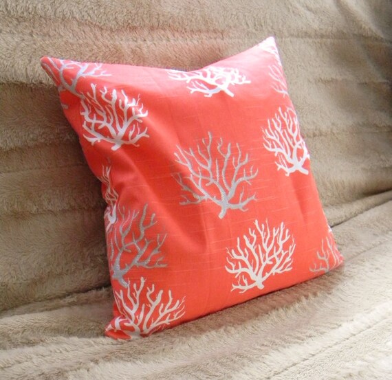 SET OF TWO 20x20 Zippered Salmon Nautical Throw Pillow Cover