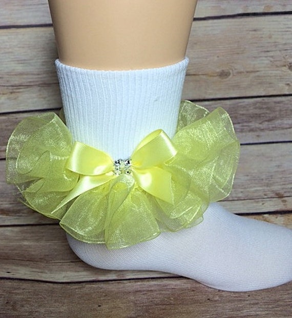 Yellow Organza Ruffle Socks