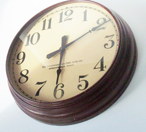 Vintage School Wall Clock / Large / 1940's / Authentic