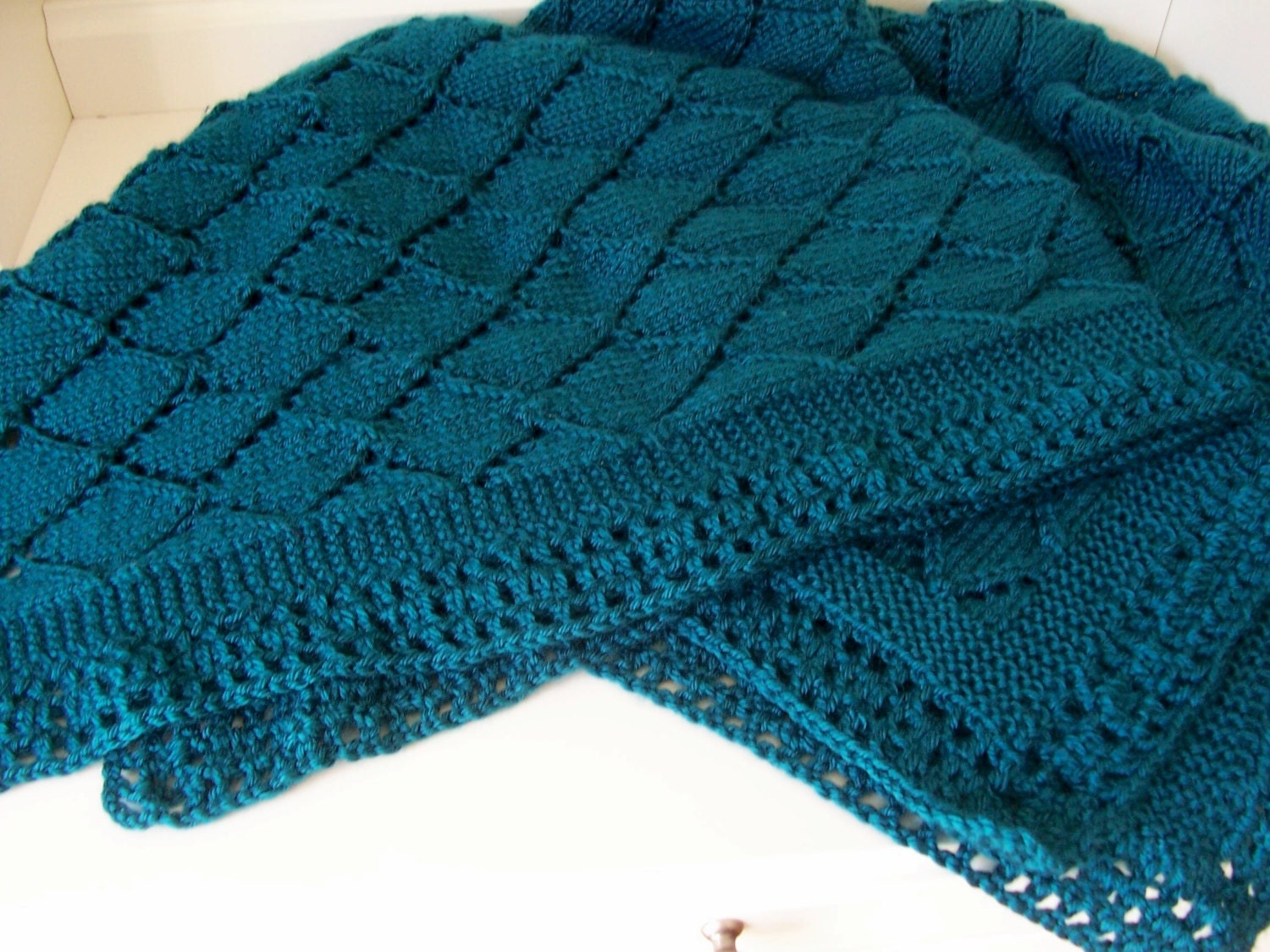 Teal Blanket Big Baby Blanket Blue Teal Baby by CreationsMouki