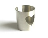 Heart ring-Cut out ring-Adjustable-Cuff ring-Handmade silver ring-Love ring-Gift for her-Metalwork-Open band-Handmade jewelry-Greek jewelry