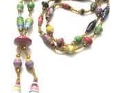 Paper beads necklace-Handmade paper beads-Recycled paper beads-Eco friendly-Long necklace-Handmade jewelry-Recycled jewelry-Greek jewelry
