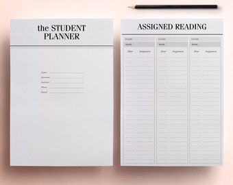 Student Planner, A4 / A5 College Planner Printable, Student Agenda, Homework Organizer. 13 sheets, week, day, month planners & agendas.