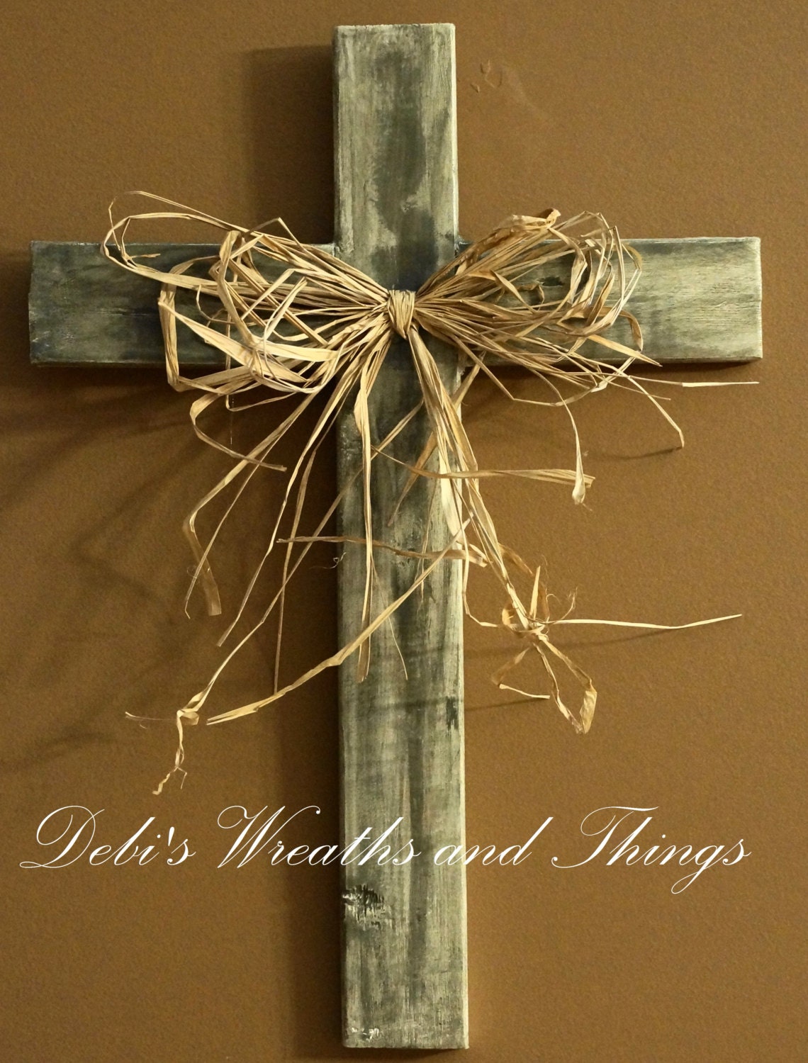 Wooden Cross Old Rugged Cross Distressed by DebisWreathsandThing