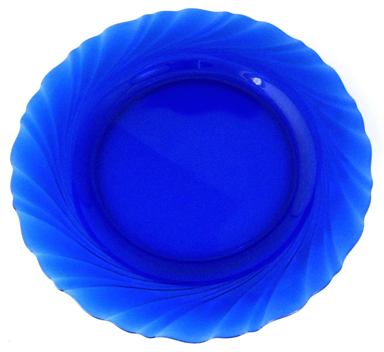 Cobalt Blue Glass Dessert Salad Plate Swirl by RuthsBargains