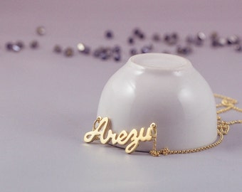 Gold Name Necklace, Custom Name Necklace, Personalized Name Necklace, Name Plate Necklace, Custom Gold Necklace, Gold Personalized Necklace