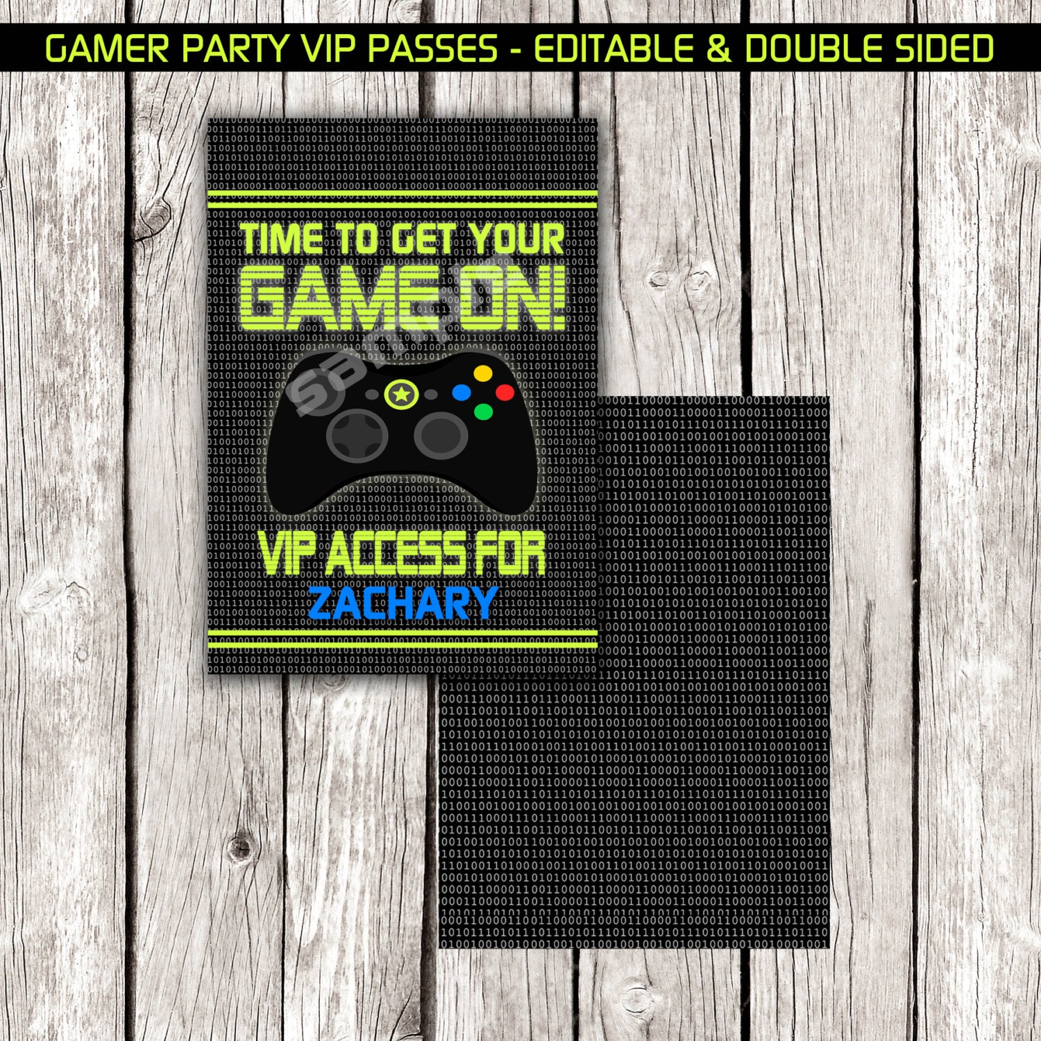 Gamer Vip Access Pass Video Game Birthday Party Editable