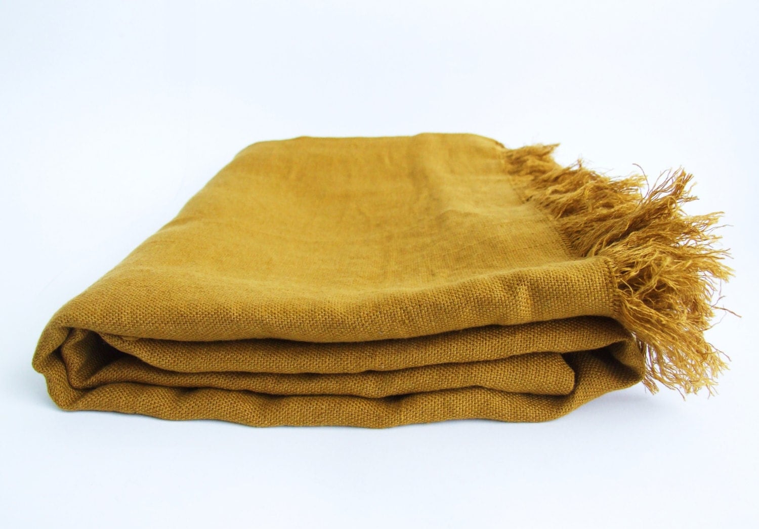 Linen blanket Mustard 100 linen blanket Soft mustard/gold