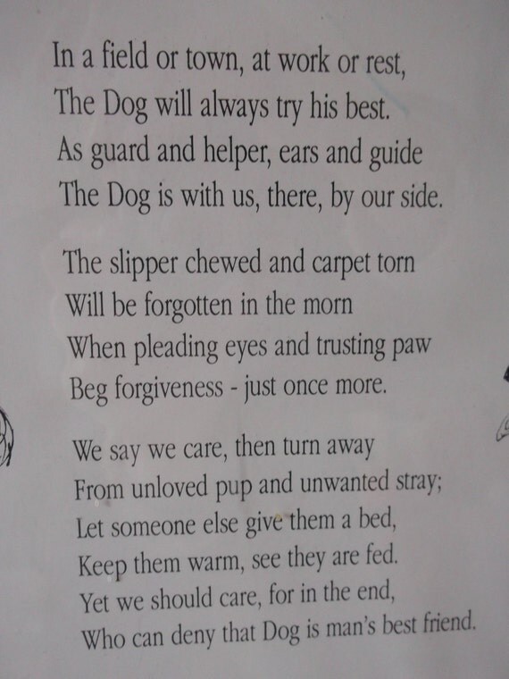 Framed Poem about Man's Best Friend 'The Dog' by CelfaChrefft