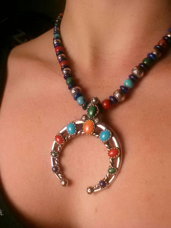 Carolyn Pollack Sterling. Silver Squash Blossom Necklace W/