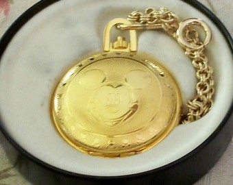 New Vintage Mickey Mouse Pocket Watch! HTF! Gorgeous!