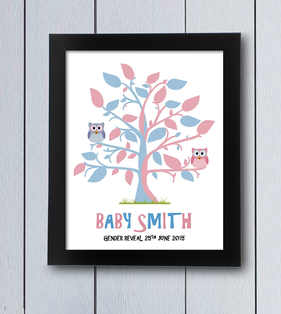 Gender Reveal party fingerprint tree / printable pdf / Party