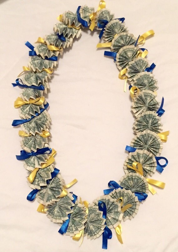 Blue and Yellow Graduation Money Lei by LindsaysLeis on Etsy