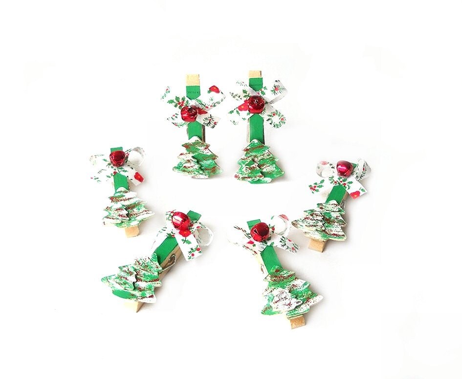 6 christmas tree clothespin ornaments rustic folk by 6 christmas tree clothespin ornaments rustic folk by