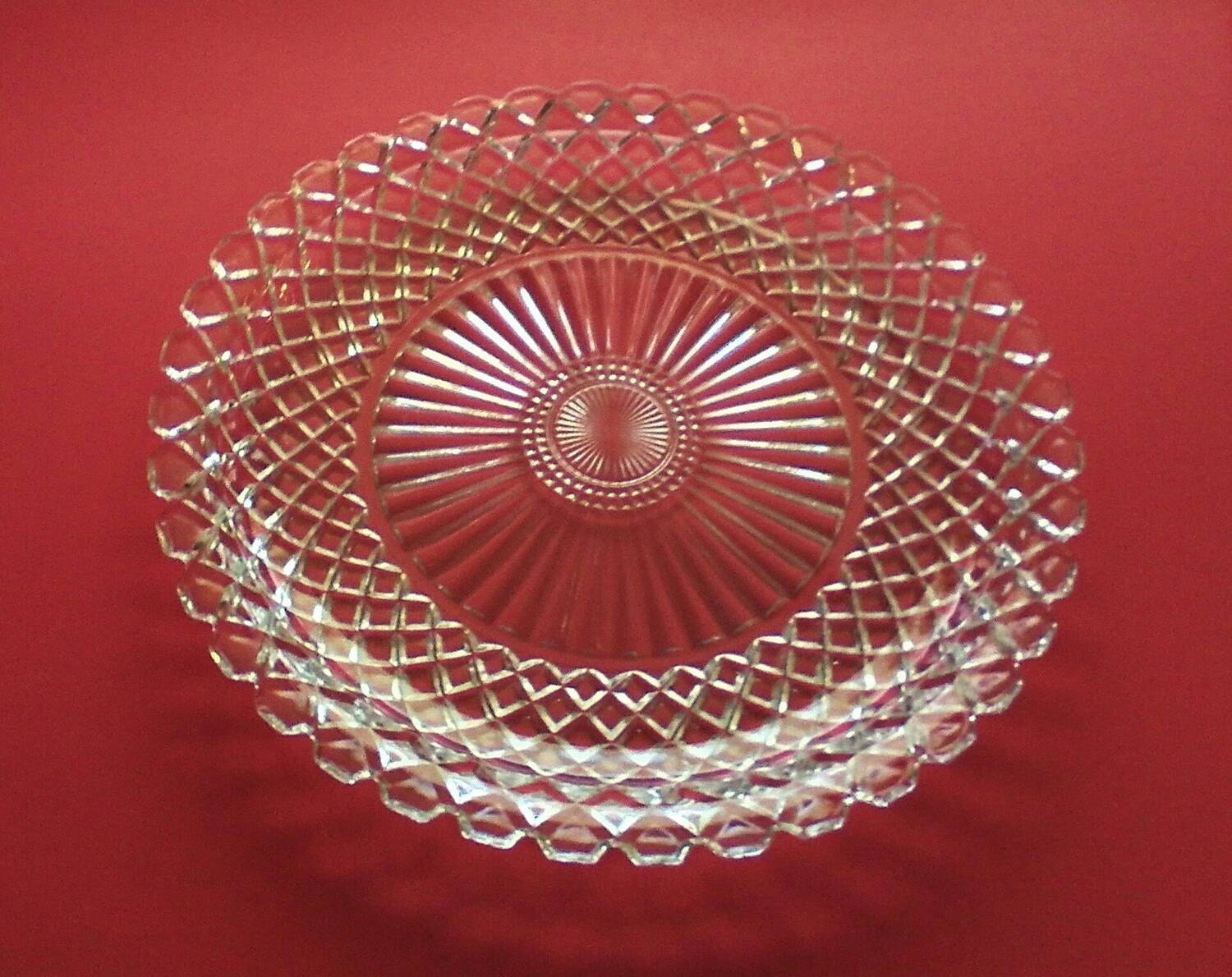Glass Serving Platter Large Vintage Round by SouthernVisionCrafts