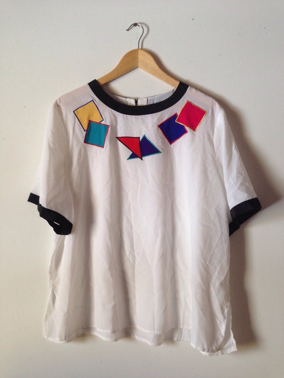 Vintage 80s Oversized Geometric Shirt // Women's by bklynCRESCENT