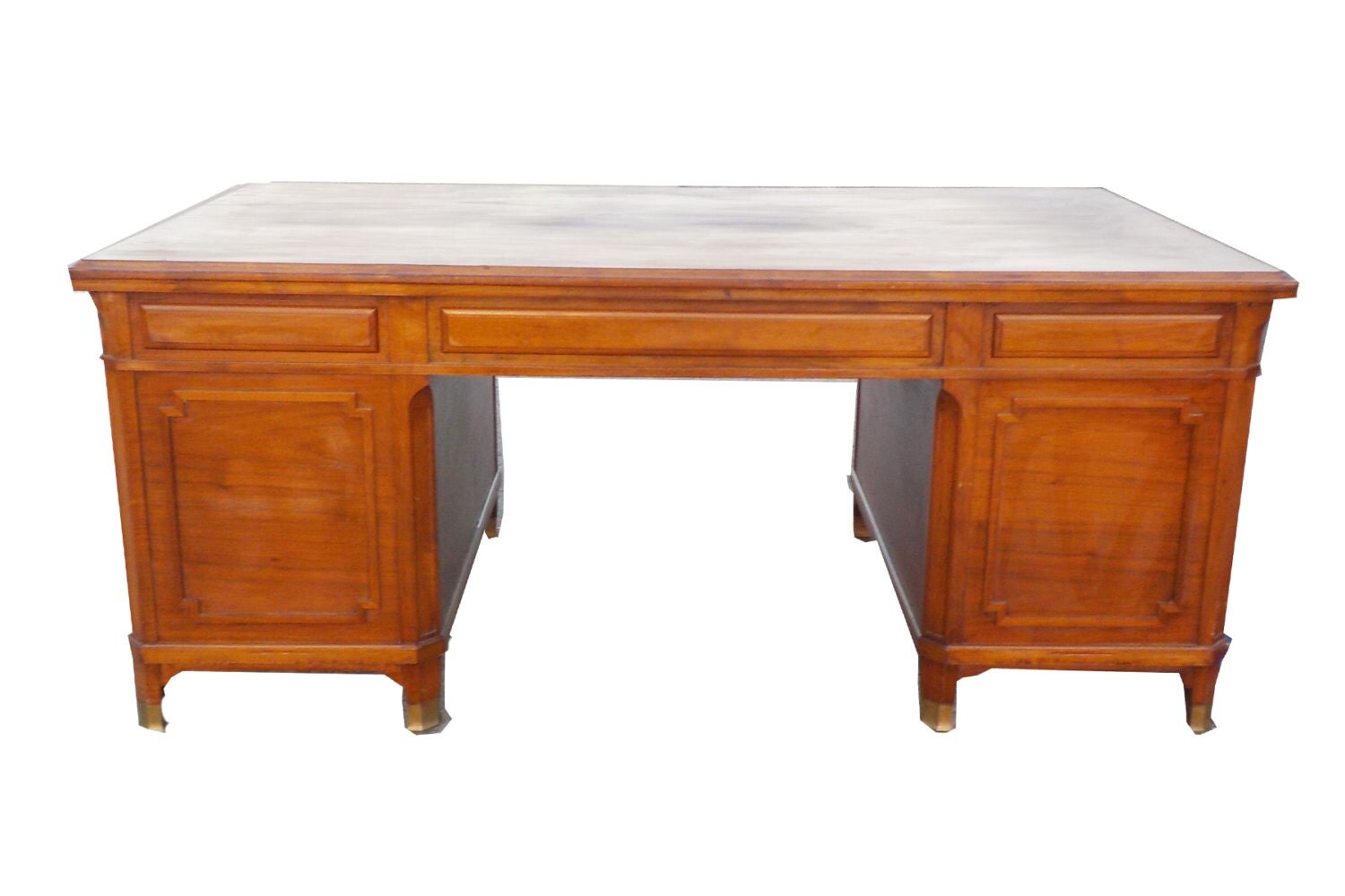 Vintage Hollywood Regency Wood Executive Traditional Desk by Lincoln