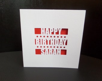 Happy Birthday Name Cut Out Card