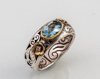 aquamarine ring white gold