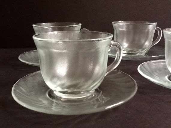 Arcoroc France Clearbrook Cups And Saucers Set Of 4 By Gentlykept 0031