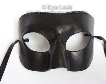 Black Leather Mask, Masquerade Mask, Simple Costume, Masked Ball, Unisex Costume, Plain Black Mask, Cosplay Costume, Real Leather Mask