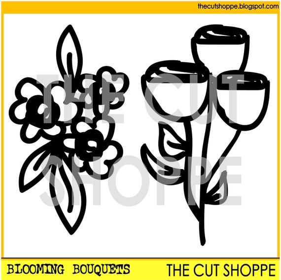 The Blooming Bouquets cut file consists of two hand-drawn flowers, that can be used for your scrapbooking and papercrafting projects.