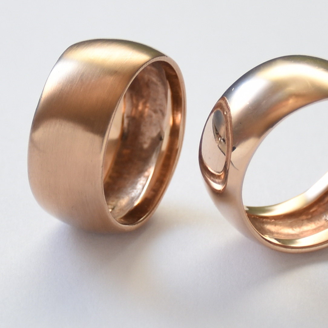 Classic wide rose gold band Unisex wedding gold by ArtisanFeel