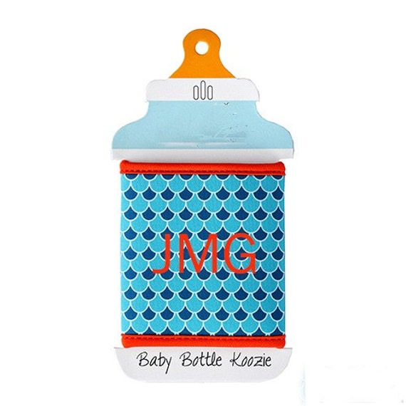 Blue Print Personalized Baby Bottle Koozie by Studio500Monograms
