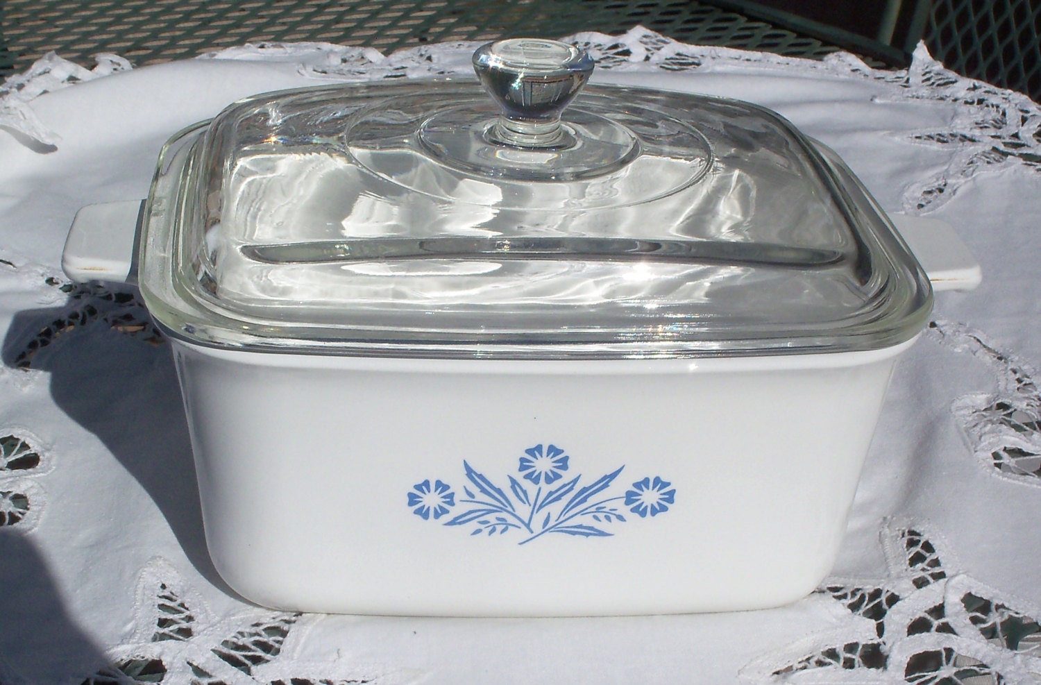 Corning Ware Blue Cornflower Loaf Pan with Lid by MidModKitchen