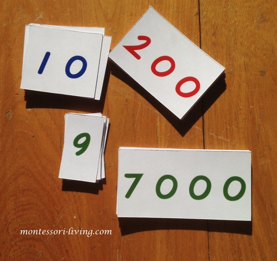 Montessori place value cards large by montessoriliving on Etsy