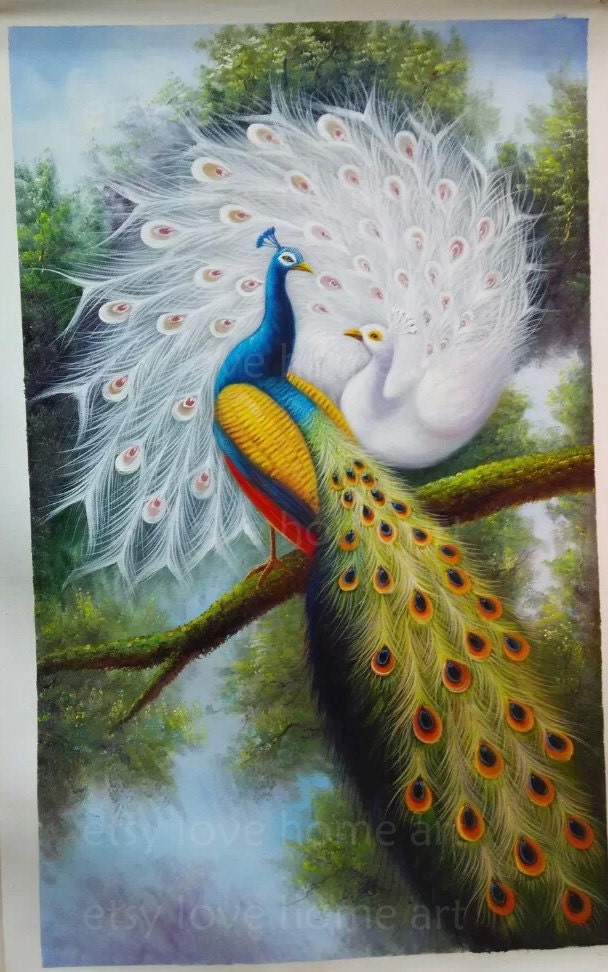 High quality handpainted peacock oil painting reproduction for