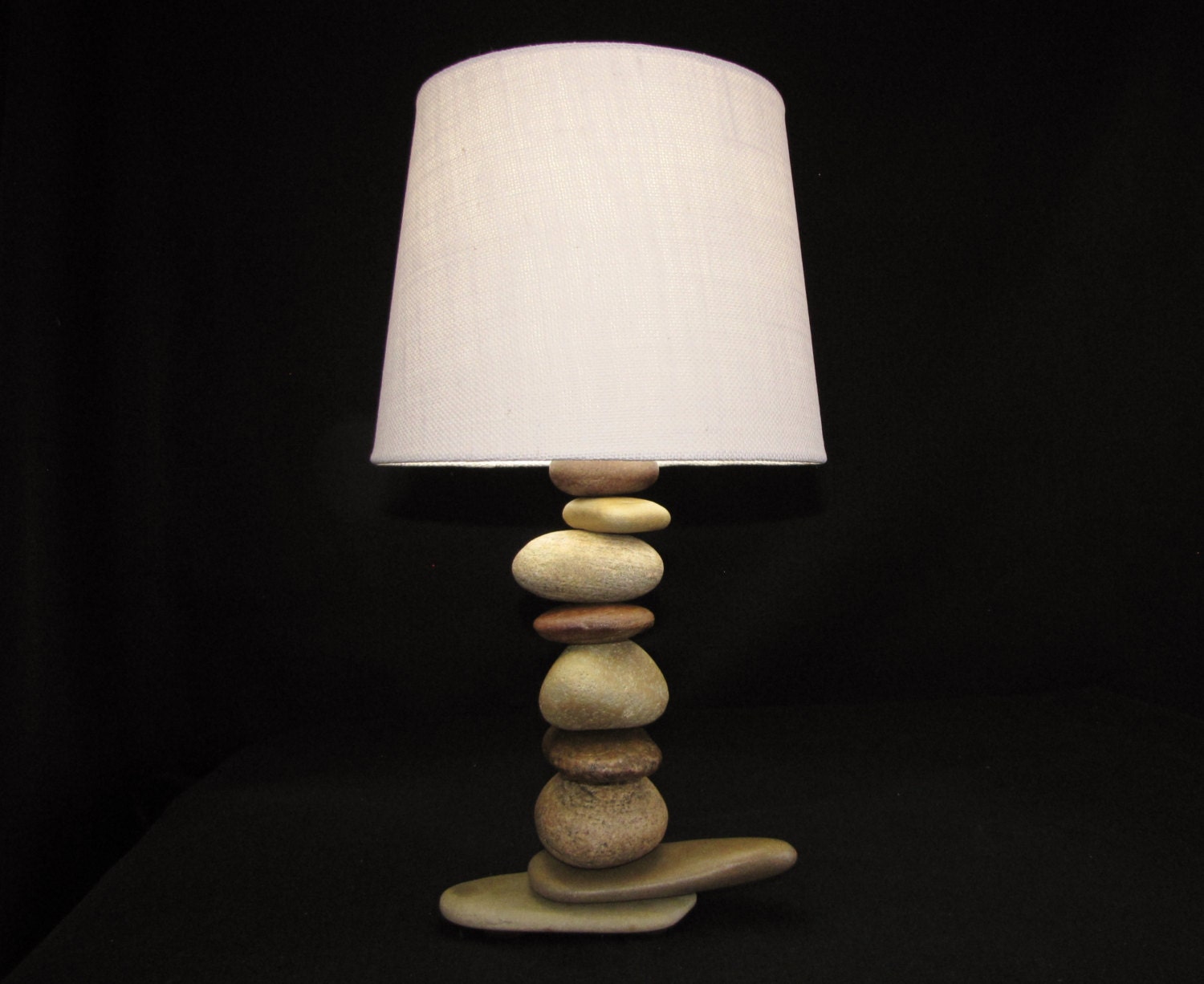 Rock Lamp with Lamp Shade Stone lamp made with River Rock in