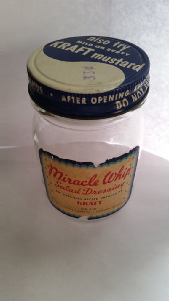 Kraft Miracle Whip Vintage Jar with Original Lid and Label