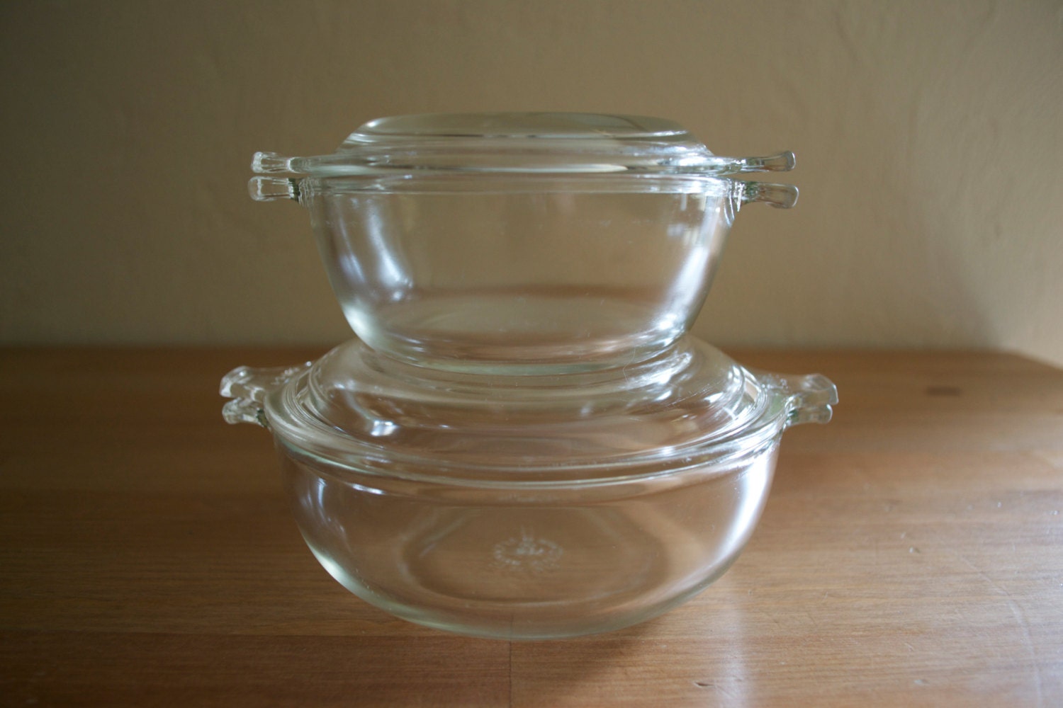 Vintage Clear Pyrex Mini Casseroles With Lids 018 And 019