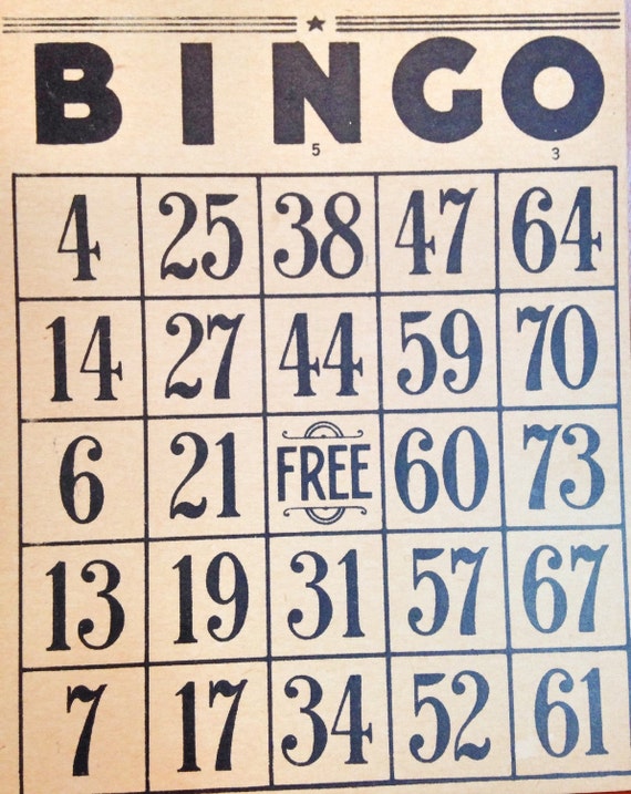 Vintage Bingo Cards 5 / Set of 5 Bingo Game Sheets for DIY