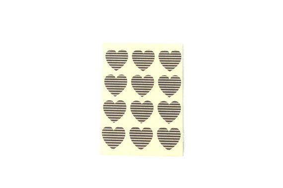 Small Pinstripe Heart Stickers