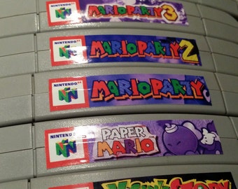 Nintendo N64 cartridge spine top end labels - all U.S. games free U.S. shipping