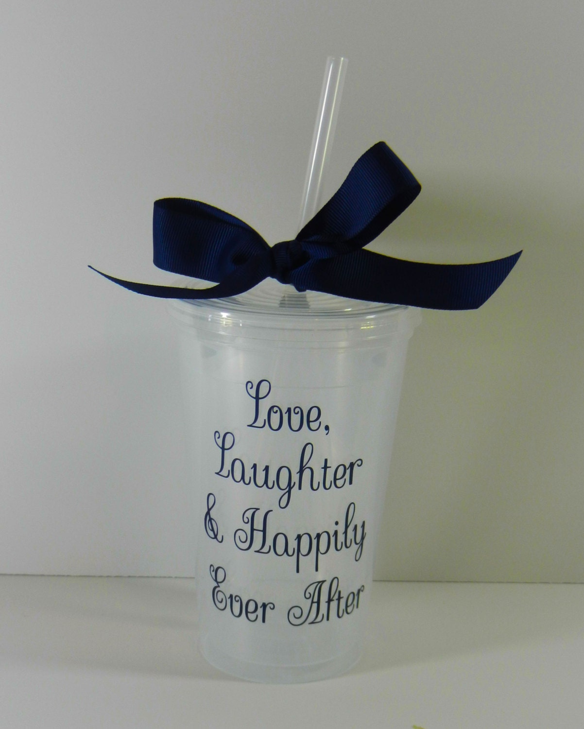 Custom Wedding Favor Tumbler with Bow by lollybellemonograms