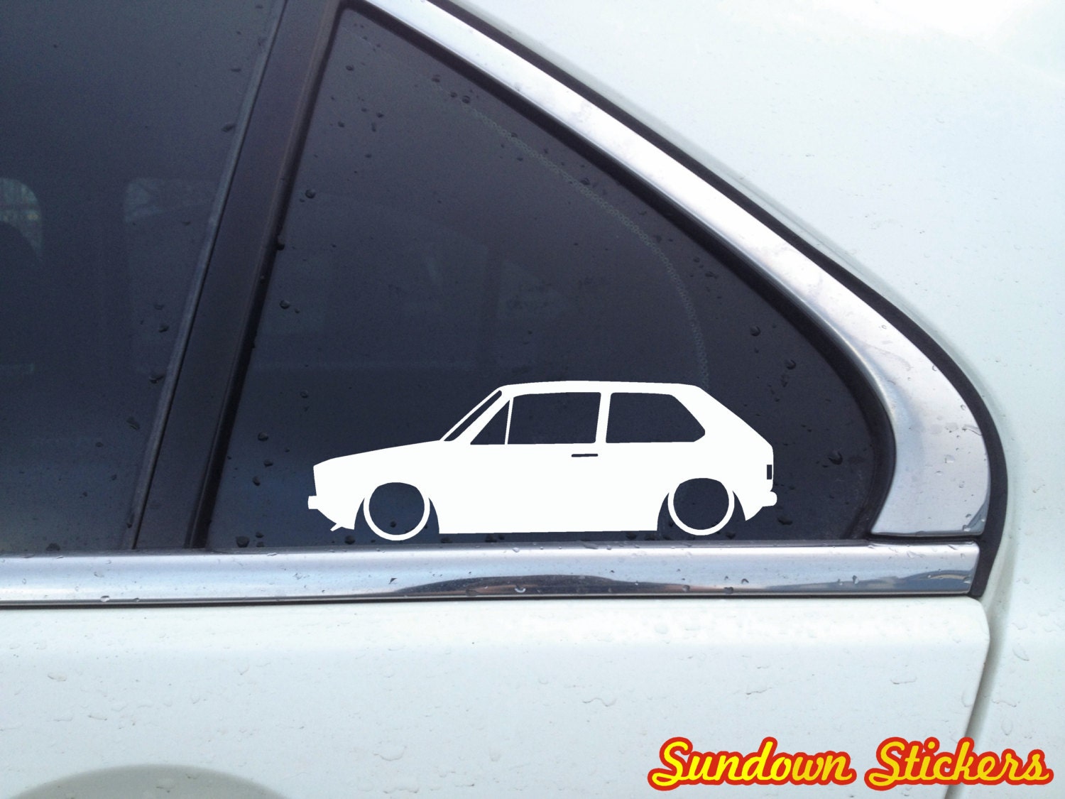 2X Low car outline stickers for VW Golf / Rabbit Mk1 GTI